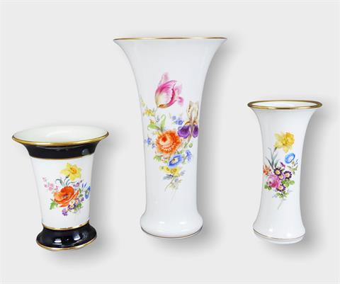 Meissen, Konvolut von drei Vasen