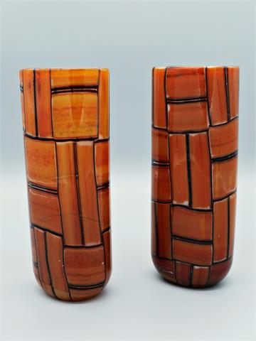 Barovier & Toso, Paar „Tessere Ambra“-Vasen