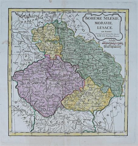 Karte des Königreichs Böhmen, Schlesien, Mähren, Lausitz