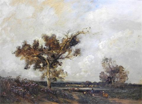 Jules Dupré, Landschaftsstudie mit Magd und Vieh.