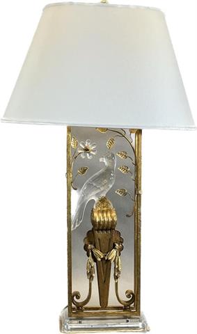 Imposante Stehlampe mit Glasvogel