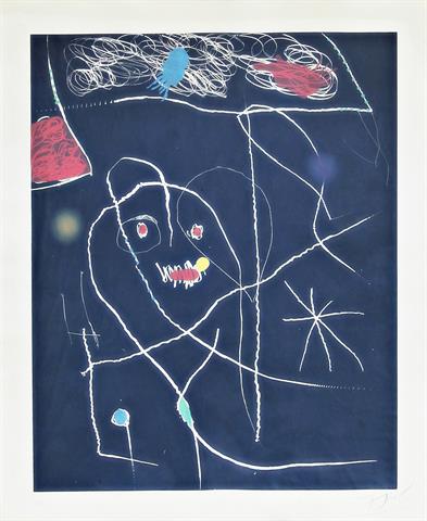 Joan Miró, Farblithographie einer abstrakten Komposition
