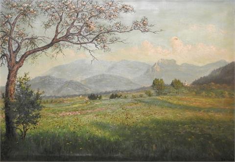 Hans Zeitler, Pittoresker Landschaftsblick mit Apfelbaum auf Bad Feilnbach