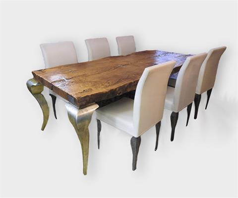 Bizzotto/Silvano Del Guerra, Luxuriöser Tisch mit sechs modischen Hochlehnern